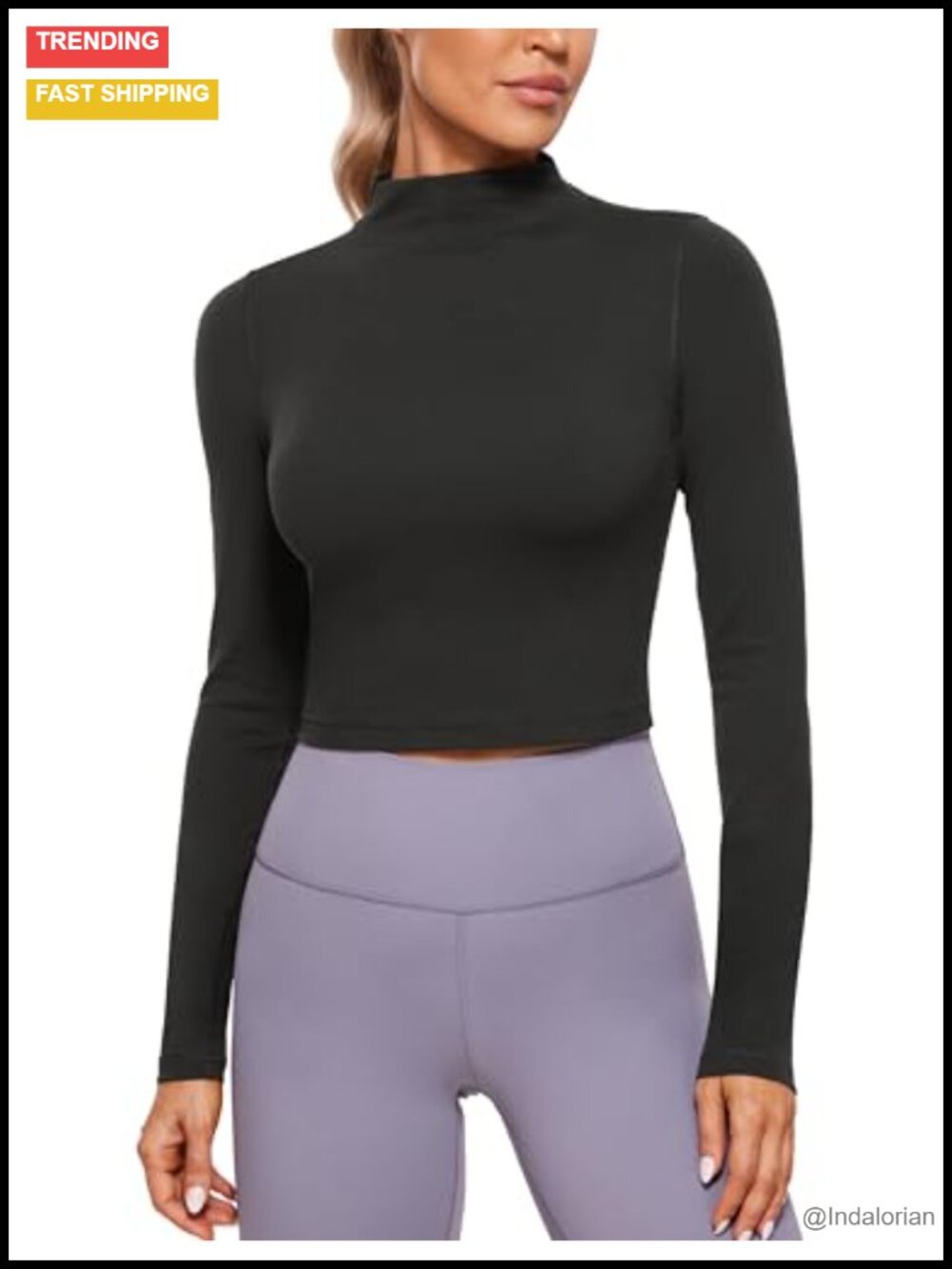 Butterluxe Mock Neck Crop Top Long Sleeve Slim Fit Yoga